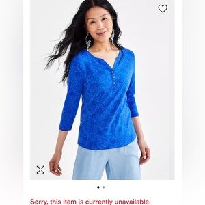 Style & Co 3/4 Quarter Sleeve Henley Top, Macy's - Women’s Medium